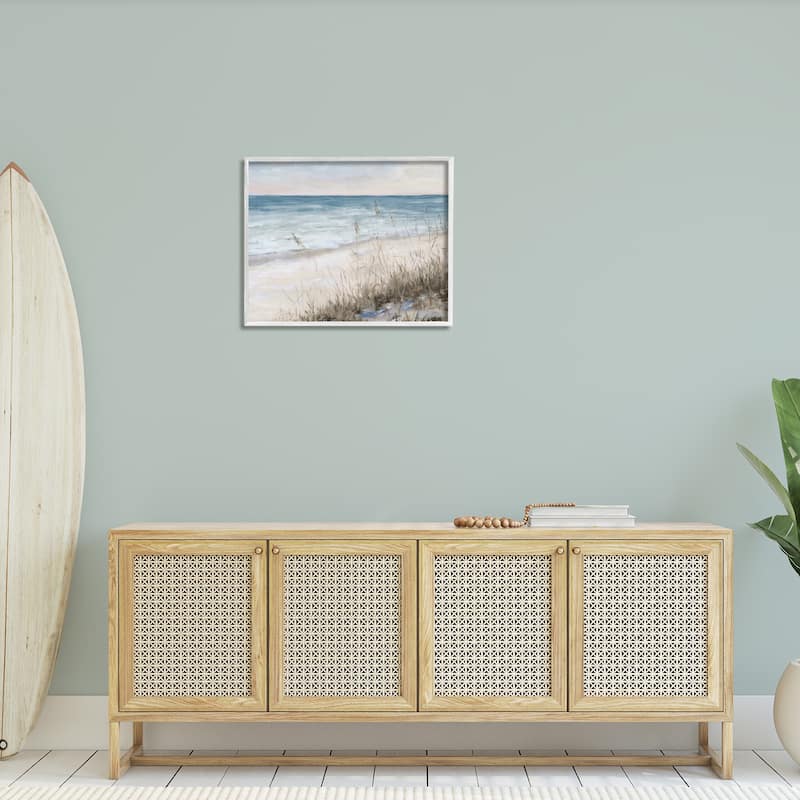 Stupell Traditional Beach Coast Line Tall Grass Soft Sky Framed Wall Art