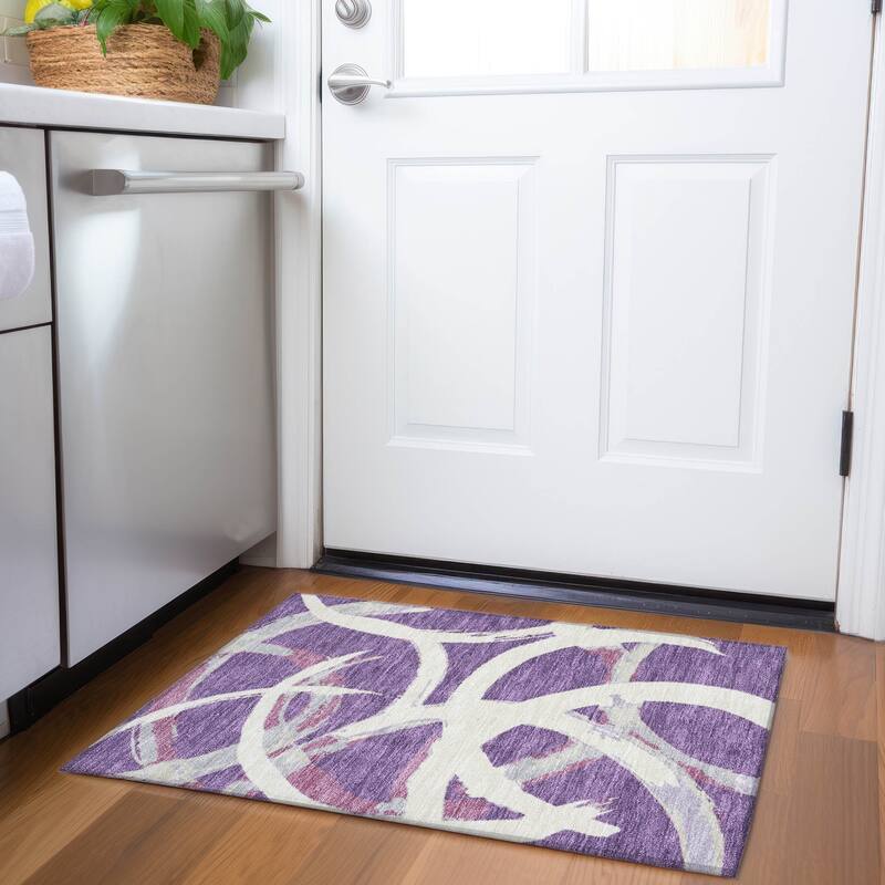 Premium Washable Super Soft Modern Zeus Mayfield Rug - Purple - 1'8" x 2'6"