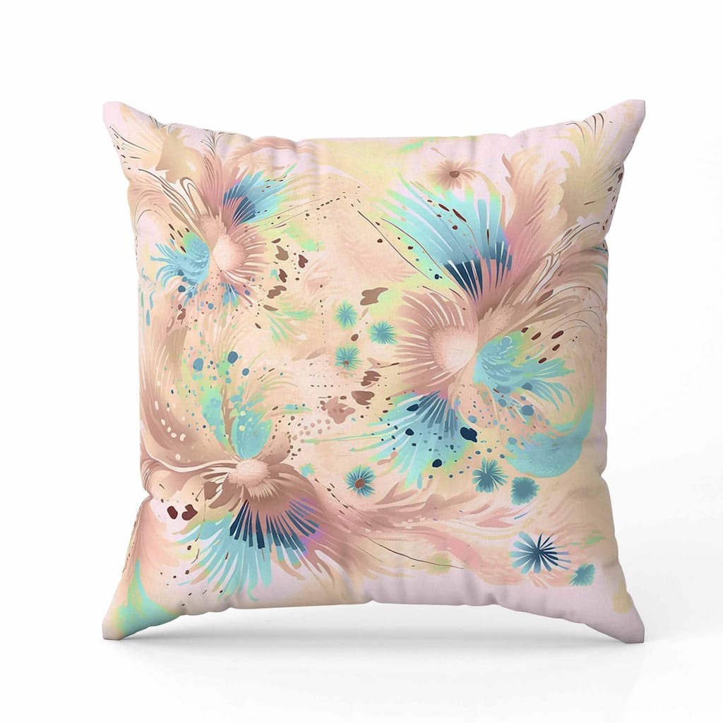 Vibrant Brushstrokes Faux Suede Reversible Throw Pillow Pink and Blue