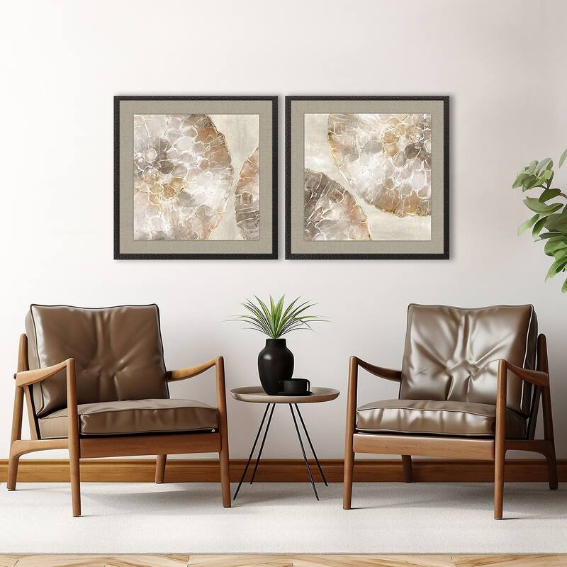 Golden Medallions S/2 Framed Art Giclee Under Glass