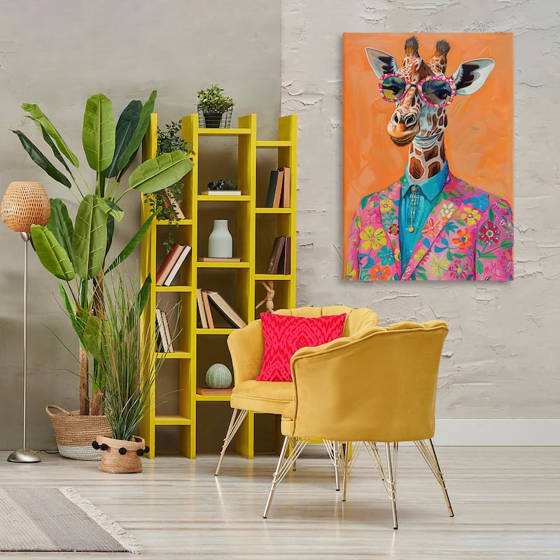Stupell Bright & Trendy Giraffe in Suit Canvas Wall Art Design By LSR Design Studio