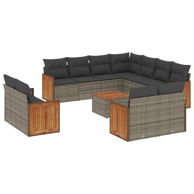 vidaXL Patio Sofa Set with Cushions Outdoor Conversation Furniture Poly Rattan