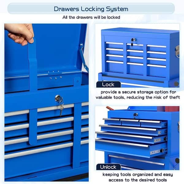 8-Drawer Rolling Tool Chest – Removable Top Cabinet, Lockable Storage Box With Wheels For Garage & Workshop