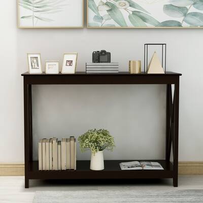 Brown Oxford Long Narrow Console Table