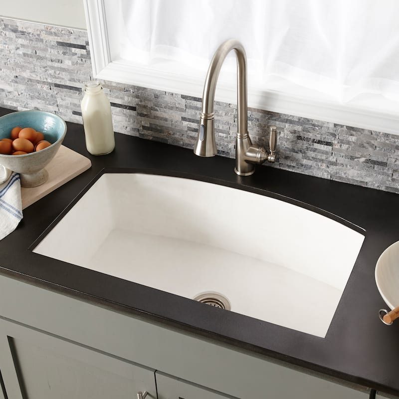 Farmhouse Quartet 33-inch NativeStone Curved Kitchen Sink - 33" x 20.5" x 10.25"