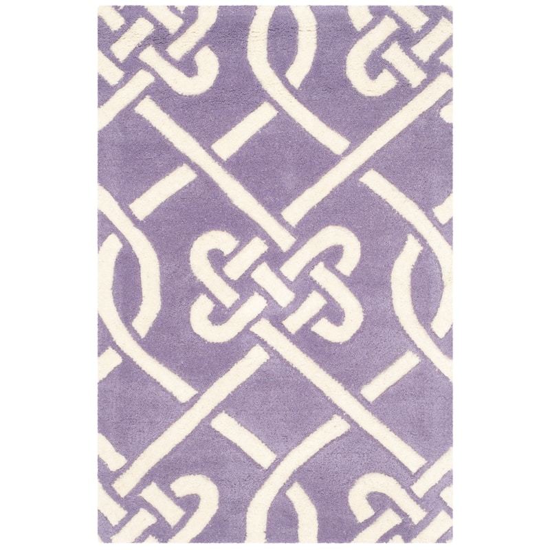 SAFAVIEH Handmade Chatham Fatma Modern Wool Rug - 2' x 3' - Purple/Ivory