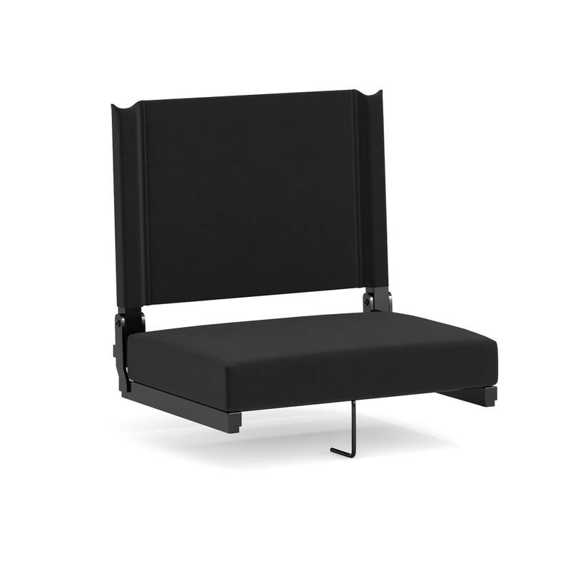 Ultra-Padded Stadium Chair - 18"W x 14"D x 18"H - 18"W x 14"D x 18"H - Black