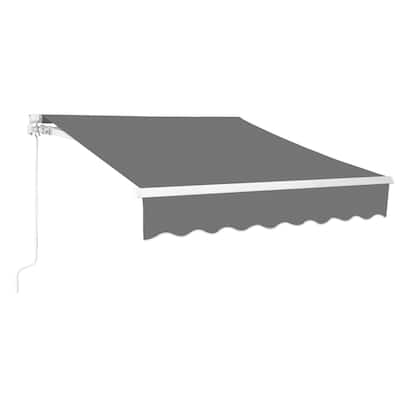 Retractable Outdoor Awning with Adjustable Slope Polyester Canopy Aluminum and Steel Frame Weather Resistant