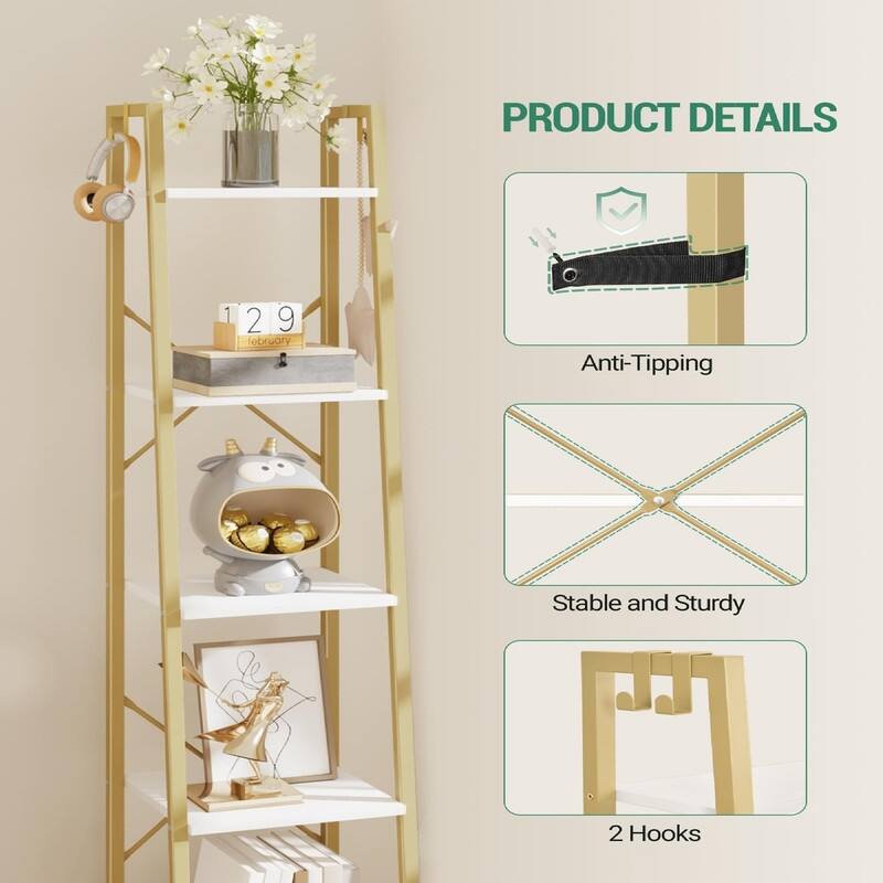 Ladder Shelf - 13.4"D x 11.8"W x 63"H