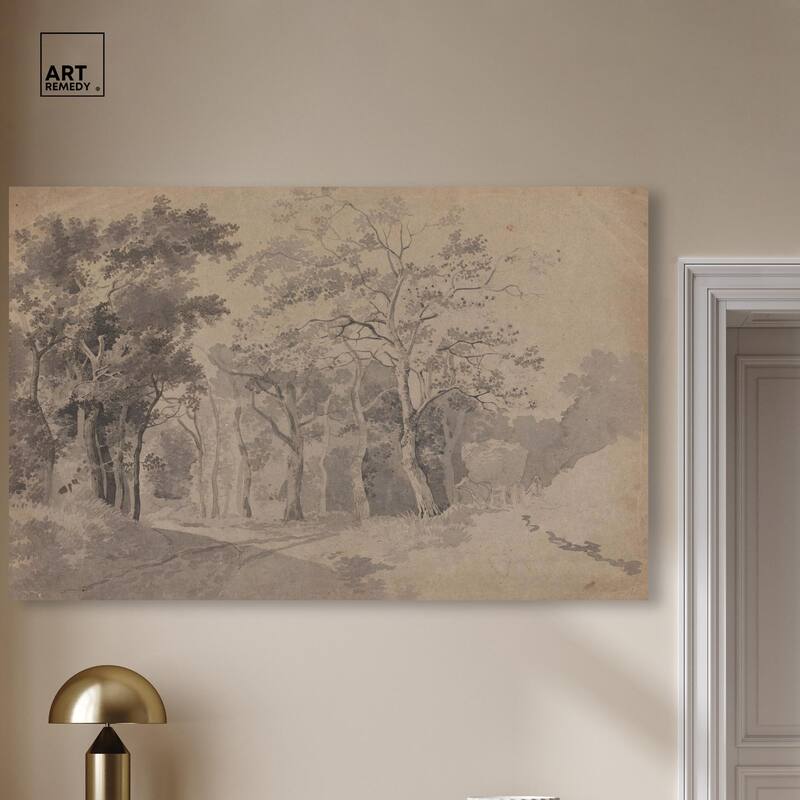 Grove with Road and Haycart Canvas by Art Remedy, Gallery Wrapped