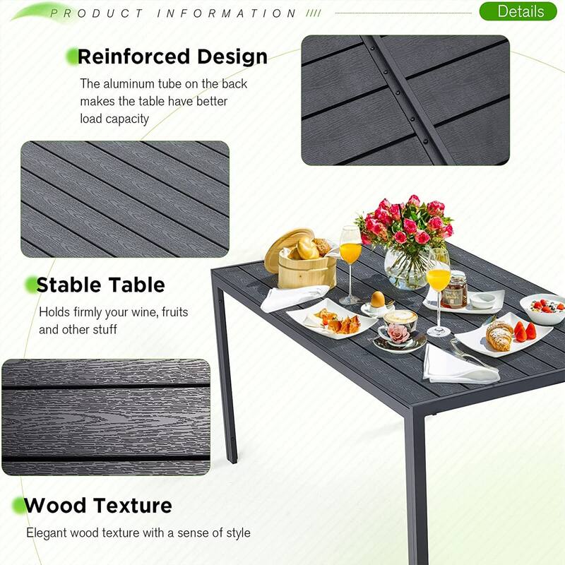 AECOJOY Metal Patio Dining Table ,Weather-Resistant Table