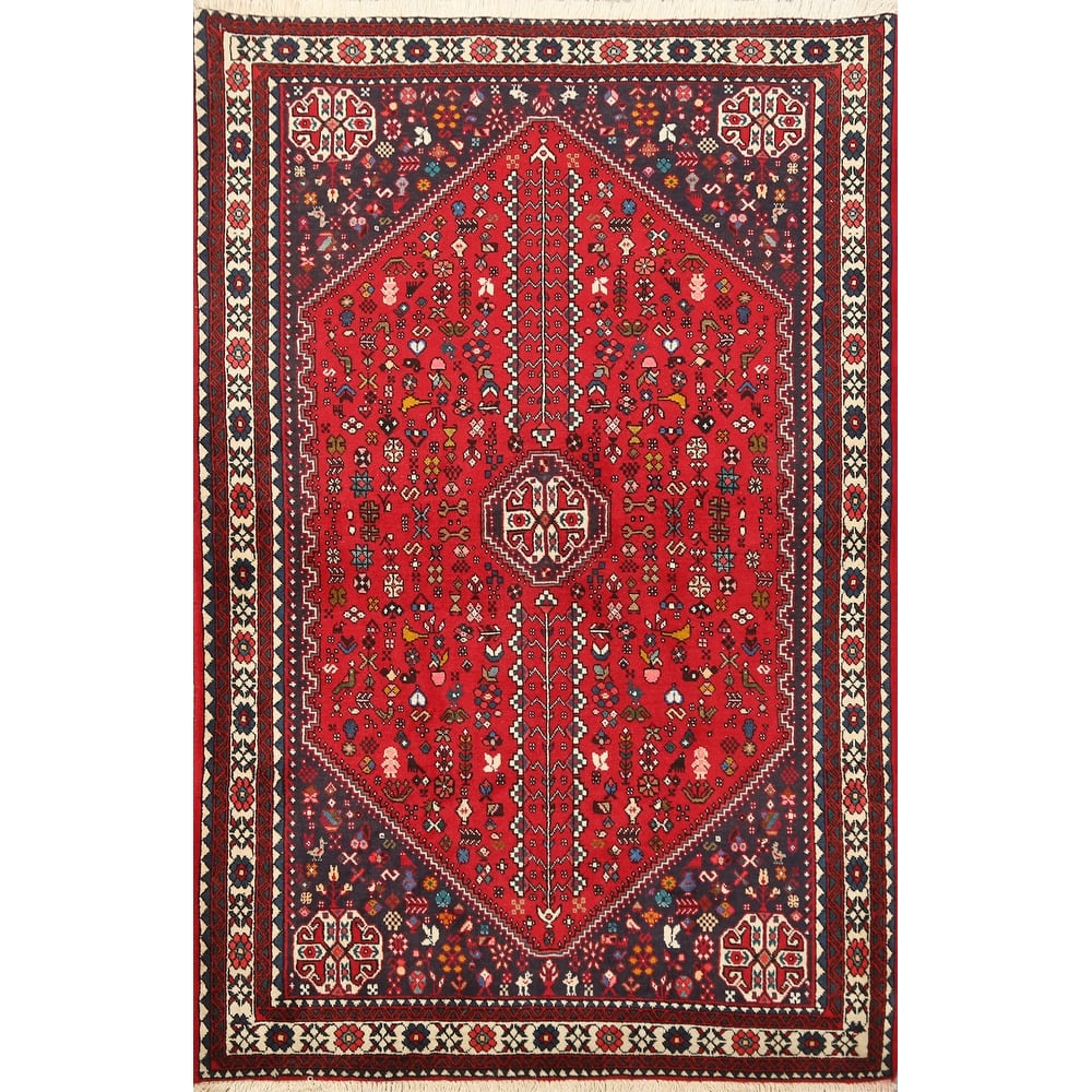 Tribal Vegetable Dye Abadeh Nafar Persian Area Rug Wool Hand-knotted - 3'5" x 5'3"