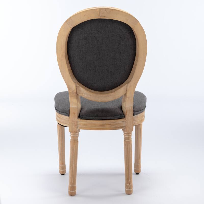 Fabric Dining Chairs Set of 2, Wooden Kitchen Side Chairs, Upholstered Dining Chairs with Oval Back & Solid Wood Frame