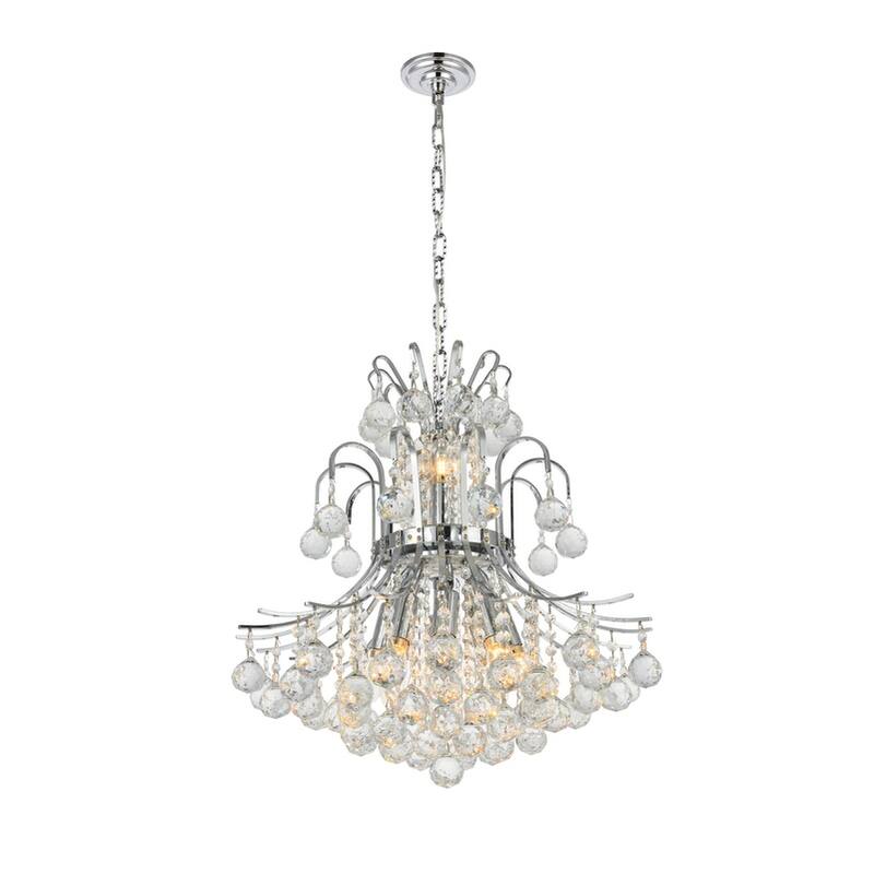 Elegant Lighting Chrome 19-inch Royal-cut Crystal Clear Hanging 10-light Chandelier - Chrome Royal Cut Crystal Clear Hanging Fixture