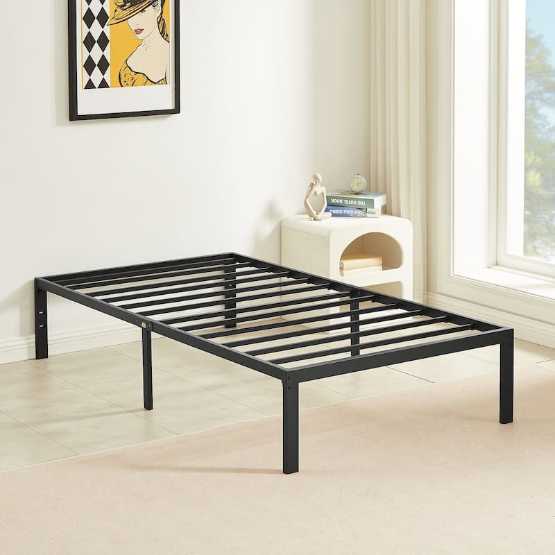 Black Metal Platform Bed Frame, 14.2-inch/16-inch/18-inch platform Bed Frame, 12 Options - 14.2''H - Twin