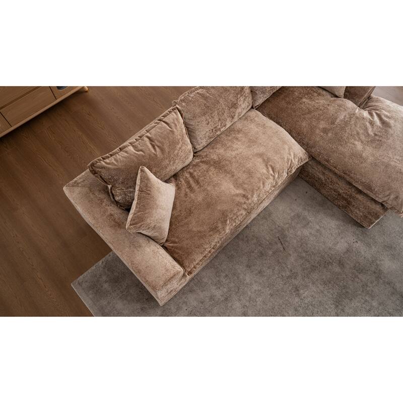 103" L-Shaped Cloud Sectional Sofa with Chaise, Upholstered Boneless Couches for Living Room, Modern Modular Chenille Sofa