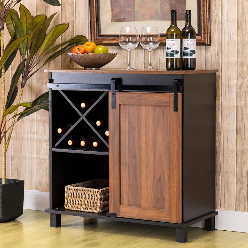 Glitzhome 32.25"H Mid Centry Modern Industrial Bar Cabinet Buffet Sideboard