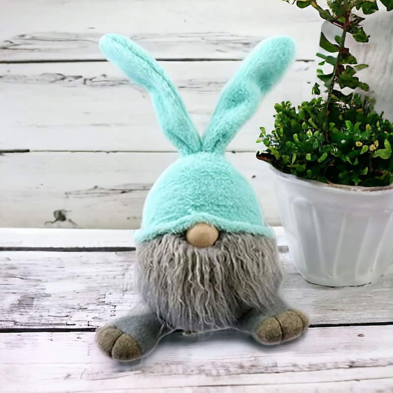 HomeRoots 19" Blue and Gray Fabric Bunny Ears Standing Gnome - 6.3' X '19.3' X '7.5 - 6.3' X '19.3' X '7.5