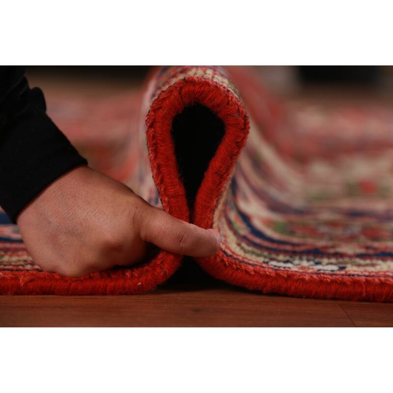 Hand Knotted Oriental 100% Wool Carpet Traditional Medallion Oranges & Rust Heriz (serapi) Area Rug - 9' 10'' X 8' 1''