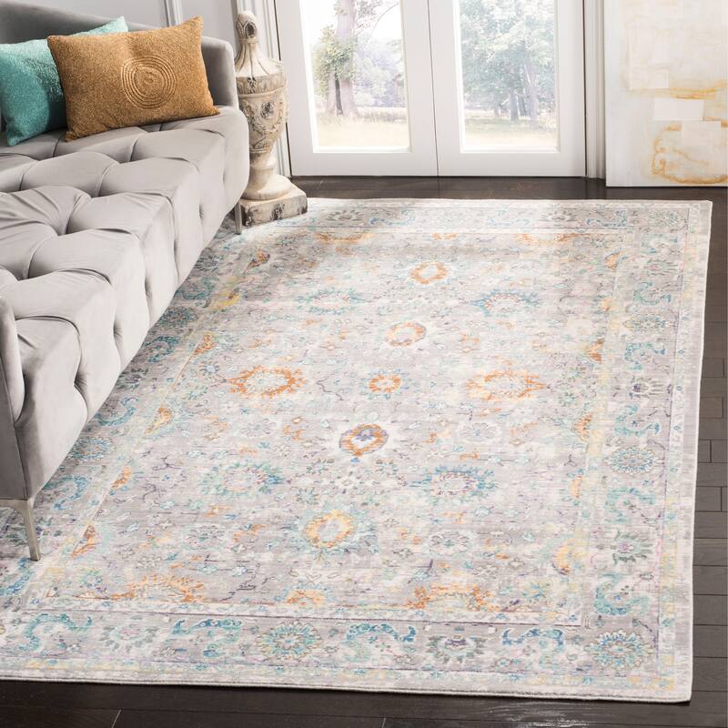 SAFAVIEH Mystique Titta Oriental Polyester Rug - 4' x 6' - Grey/Multi