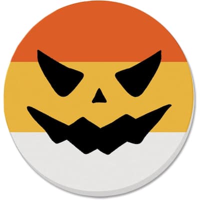 Candy Corn Jack-O-Lantern 4 Pack Absorbent Stone Coaster with Protective Cork Backing Made in The USA 4" Round, Wipes Clean