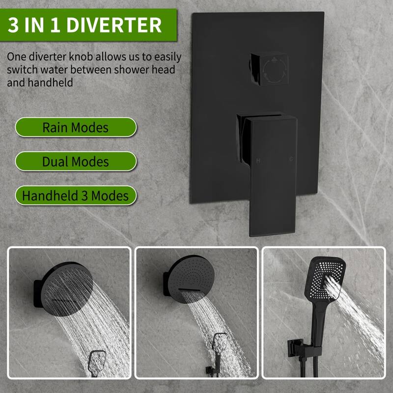 KISRAIS 3 Way Waterfall & Rainfall Faucet Shower System
