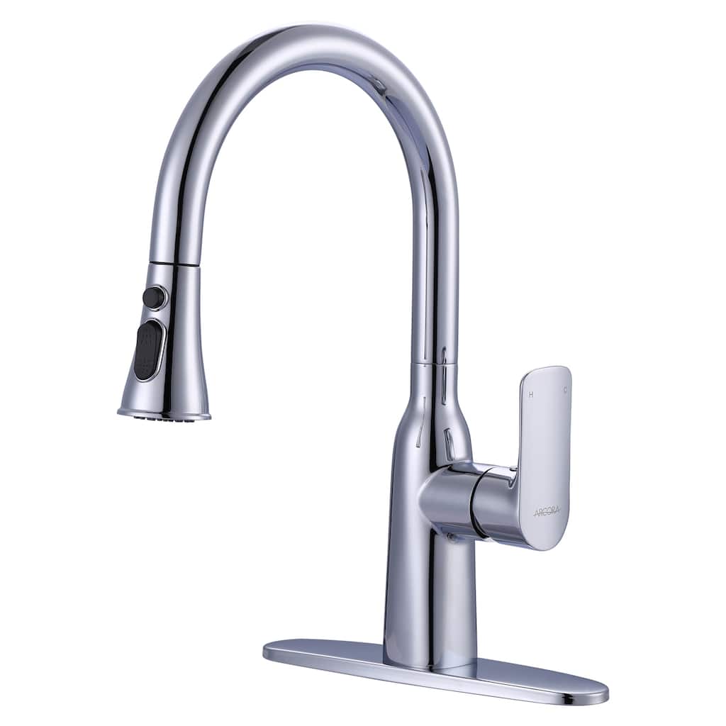 WOWOW 3-Functions Single-Handle Pull Down Sprayer Kitchen Faucet