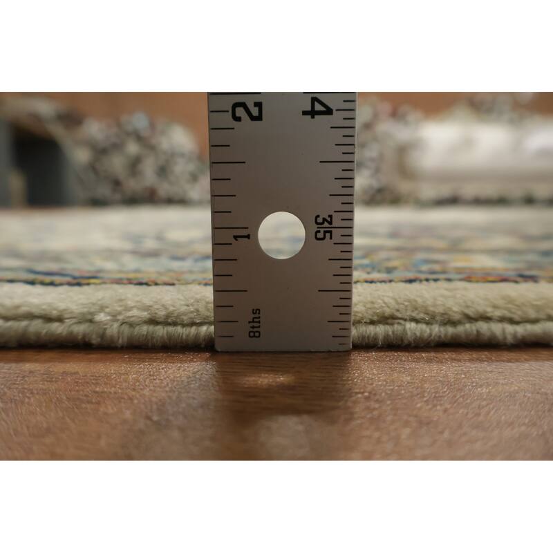 Hand Knotted Oriental 100% Wool Carpet Traditional All-Over Beige & Ivories Kashan Area Rug - 13' 7'' X 9' 7''