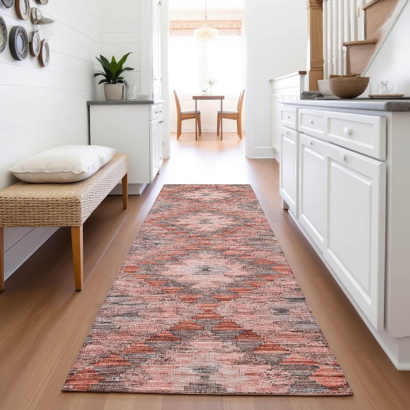 Premium Washable Super Soft Global Boho Mayfield Rug - Terracotta - 2'3" x 7'6"