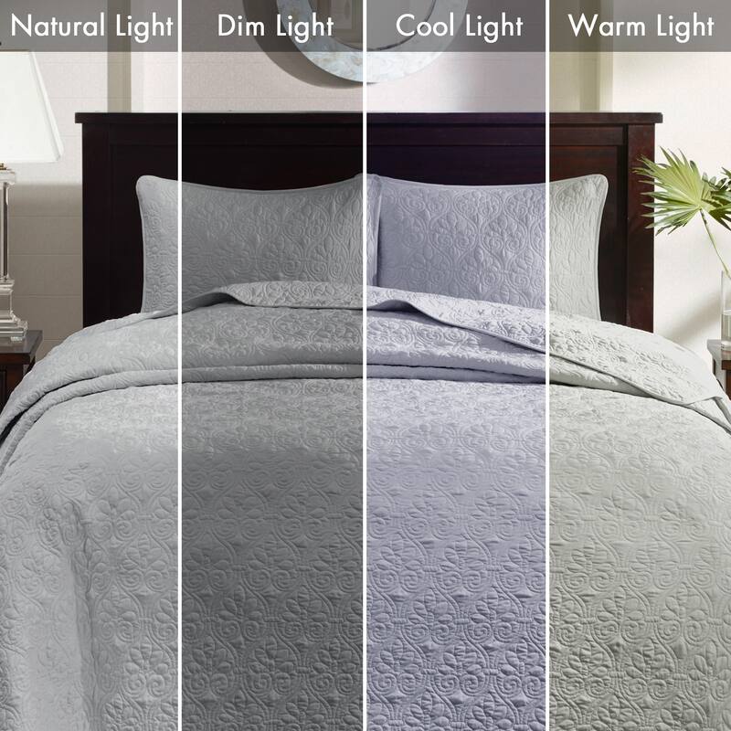 Madison Park Mansfield Reversible Oversized 3-piece Solid Texture Bedspread Quilt Set with Matching Shams