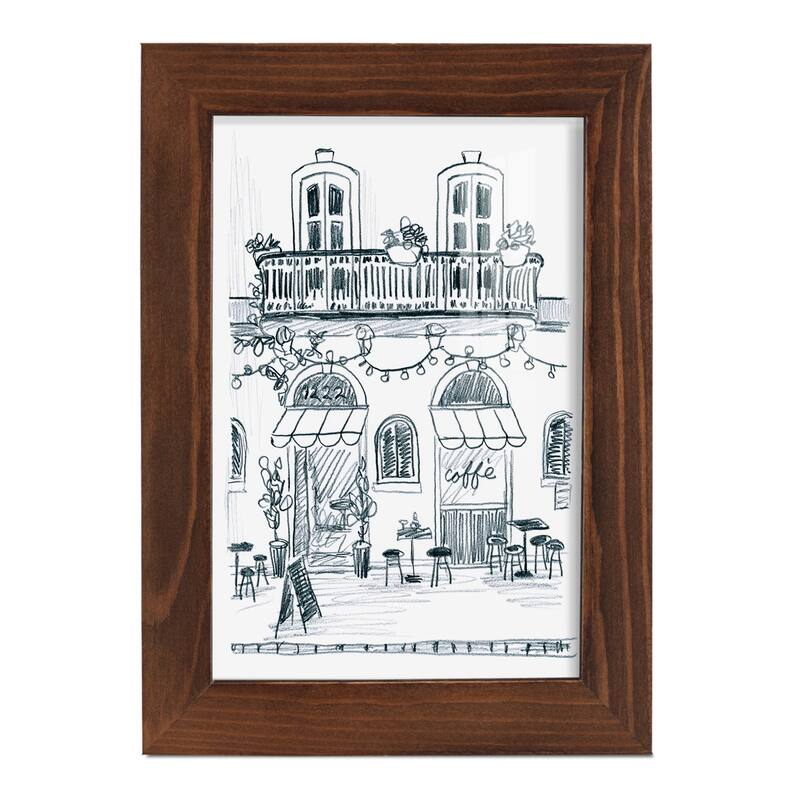 Italian Street Sketch II -Framed Print w/glass-Cherry Red - 5x7 - Maple
