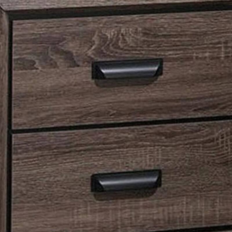 Two Drawer Nightstand with Scalloped Feet in Weathered Gray Grain Finish