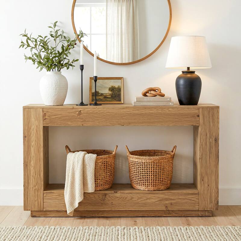 59 Inch Solid Wood Console Tables for Entryway, RectangularSofa Table Behind the Couch, Farmhouse Style