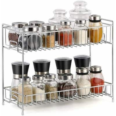 2 Tier Kitchen Spice Jars Bottle Shelf Holder Rack