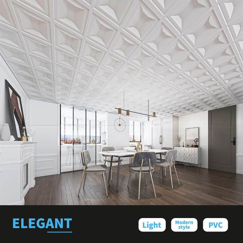 Art3d Drop Ceiling Tiles,PVC Panels,2X2ft - White