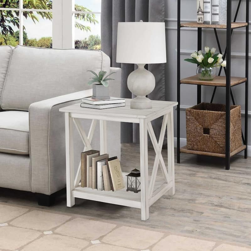 Jamestown Antique White Wood End Table