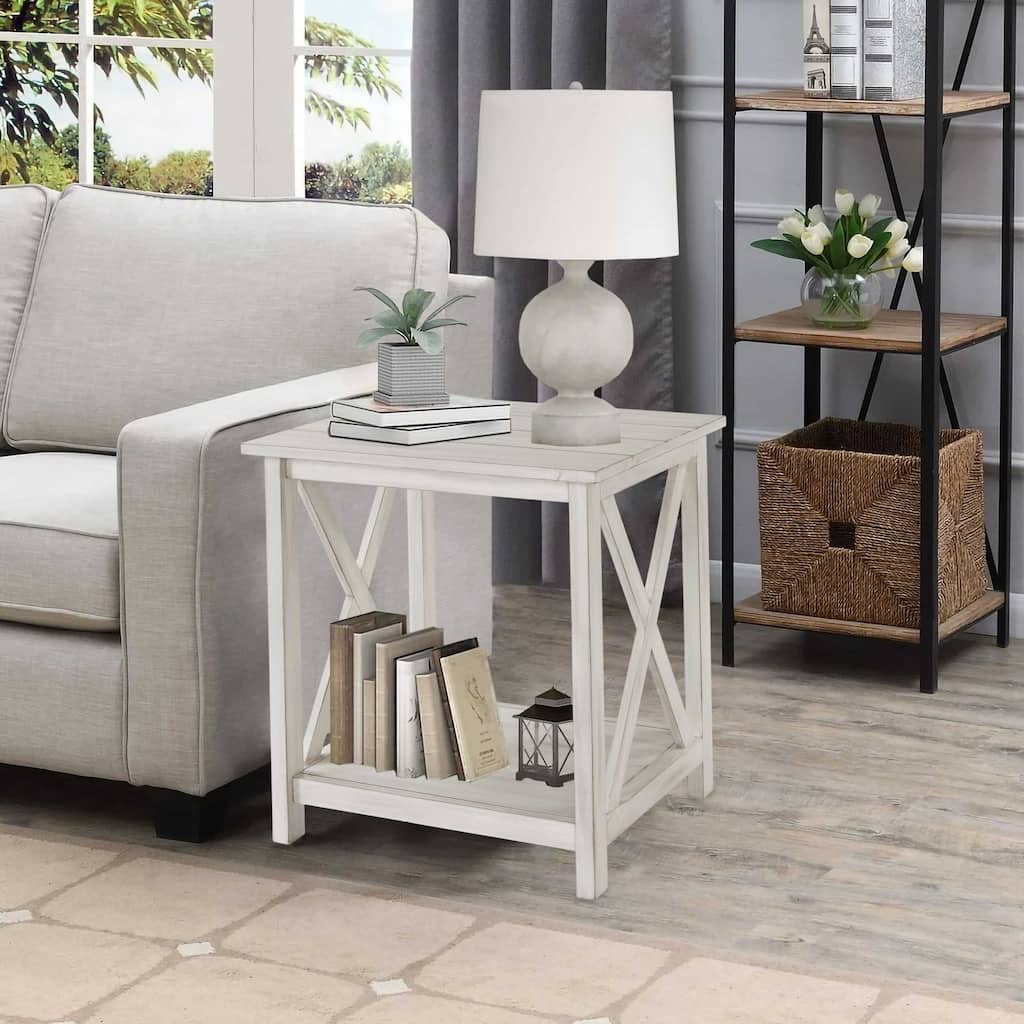 Jamestown Antique White Wood End Table