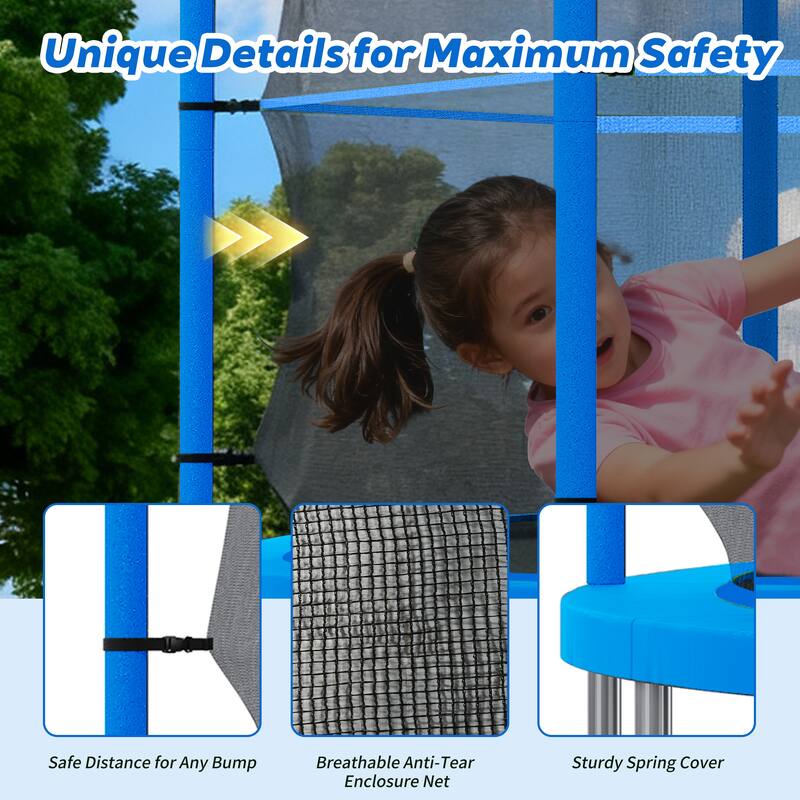 14ft Trampoline with Ladder and Enclosure Net for Kids and Adults, Heavy-duty 14' Outdoor Trampoline for Backyard