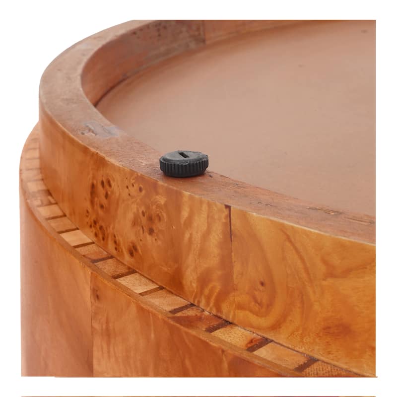 NPD Furniture Arsenio Burl Wood Round Coffee Table or Side/End Table