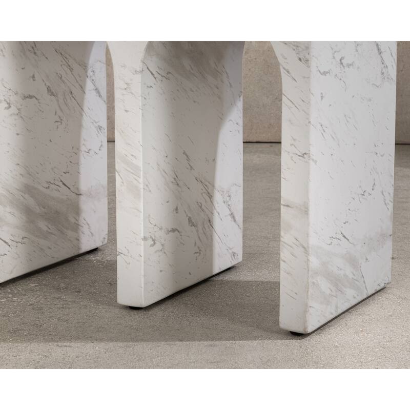 Classic Home Marmo Outdoor Stone End Table in Ivory