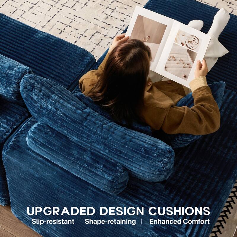 OVIOS All-Foam Cloud L-Shaped Lounger Sofa​ ​​With Ottoman​