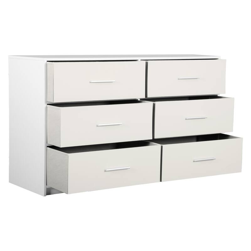 Modern Minimalist 6-Drawer Dresser with Large Fabric Drawers