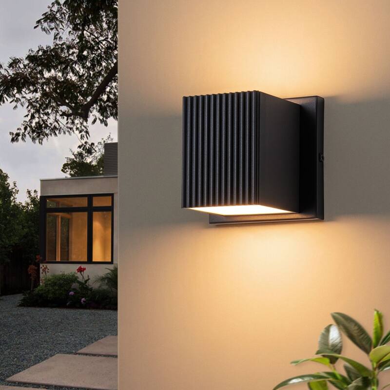 2-Light Matte Black LED Outdoor Wall Sconce