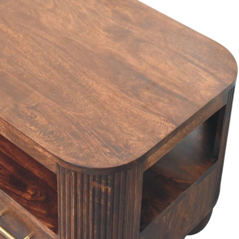 Artisan Furniture Solid Wood Sphere Leg Coffee Table, Brown, 2-Drawers