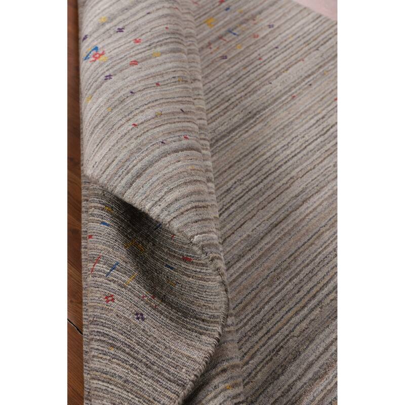 Striped Gabbeh Indian Area Rug Handmade Wool Carpet - 6'0"x 7'11"