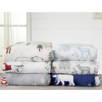 Luxurious Velvet Plush Fleece Holiday Printed Throw Blanket