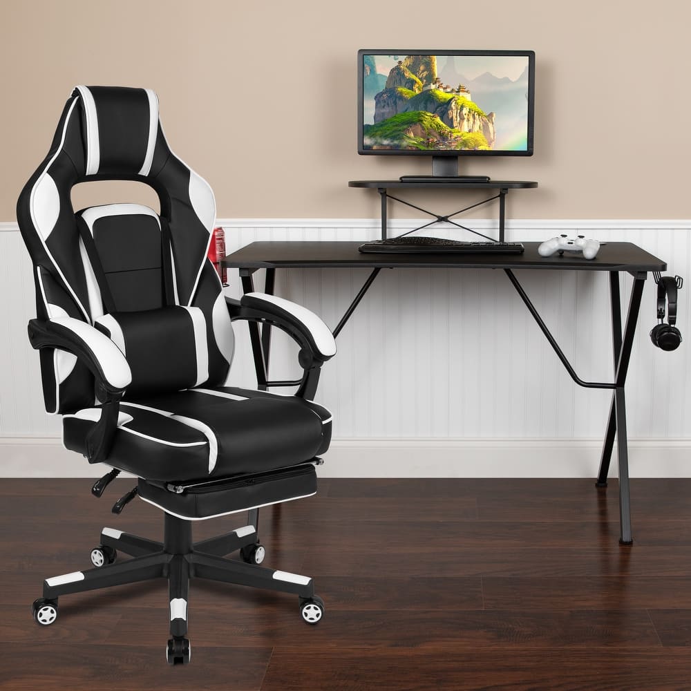 Gaming Bundle-Cup/Headphone Desk & Reclining Footrest Chair
