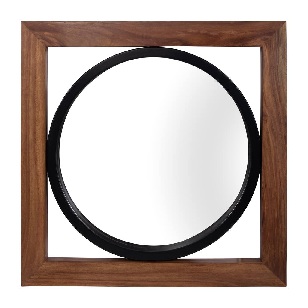 Sagebrook Home's Modern 47X47 Acrylic Wood Mirror, Stylish Brown/Black Statement Piece for Contemporary Homes - 47" x 4" x 47"