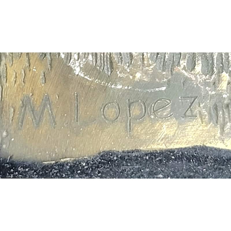 Bronze Pug Puppy Holding Woven Basket – Dog Figurine