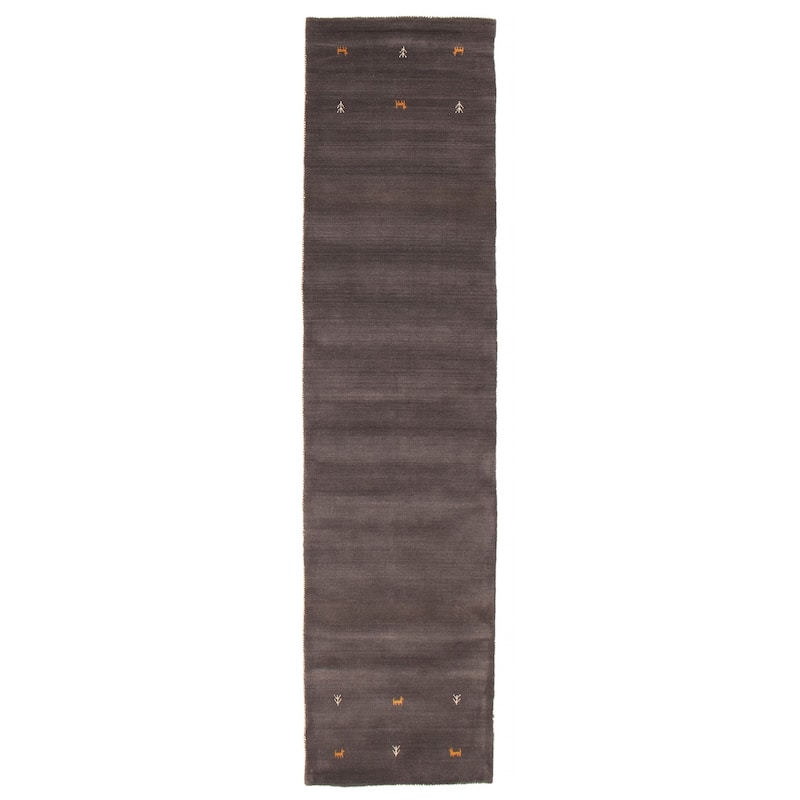 Kashkuli Gabbeh Grey Rug 2'7" x 11'1" - 2'7 x 11'1 - Dark Grey - 2'7 x 11'1